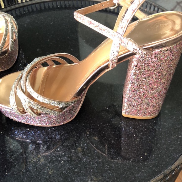 ASH pink copper platform strappy sandals Glitter Size 9 US 40 UK/Eur - Picture 5 of 14